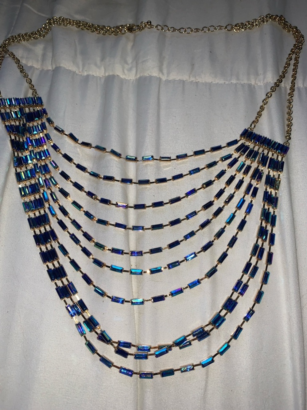 Multi-Strand Blue Crystal Statement Necklace - Women Jewelry